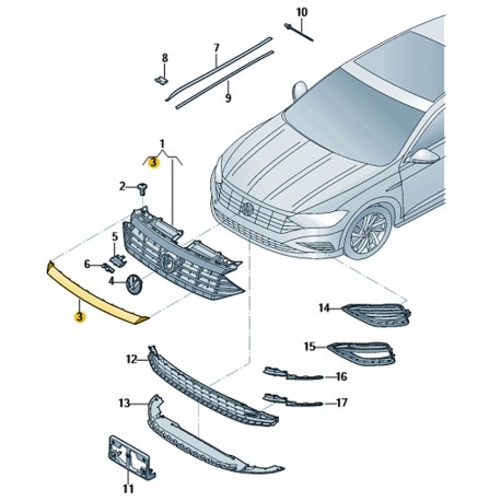 FRISO DA GRADE DO PARACHOQUE DIANTEIRO JETTA