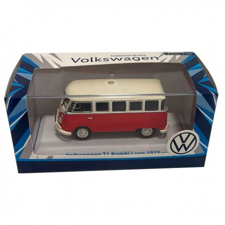 MINIATURA T1 KOMBI LUXO 1973 VERMELHA BRANCO